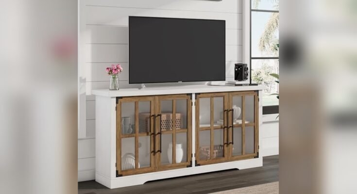 Best Farmhouse Tv Stand With Glass Doors