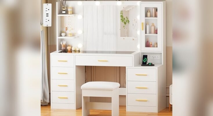 Best Makeup Vanity Desk With Glass Top