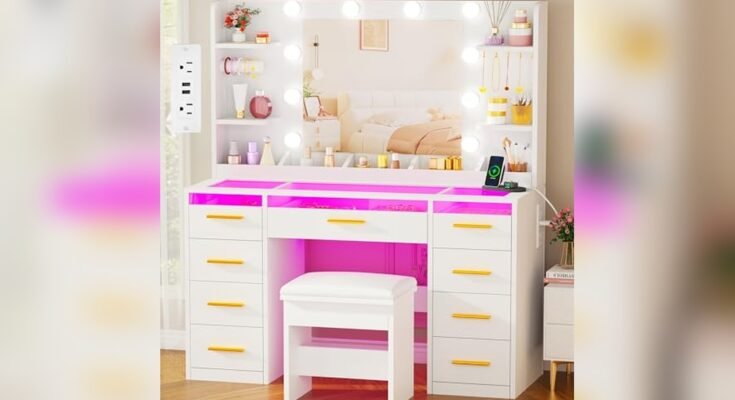 Best Makeup Vanity Desk With Power Outlet