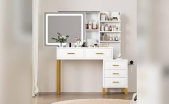 Best Makeup Vanity Desk With Sliding Mirror