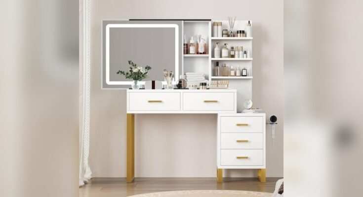 Best Makeup Vanity Desk With Sliding Mirror