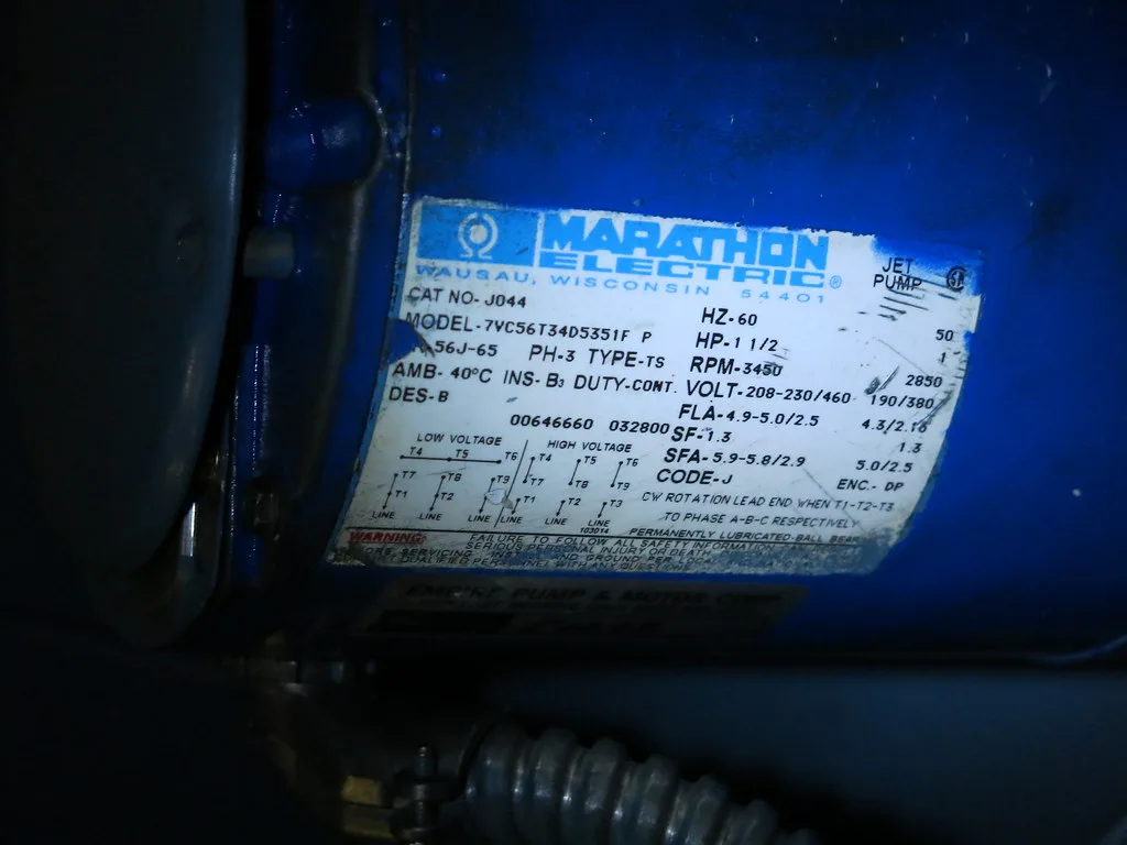 shop vacuum motor nameplate