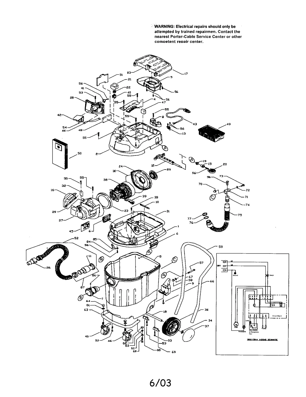 wet/dry vacuum internal parts