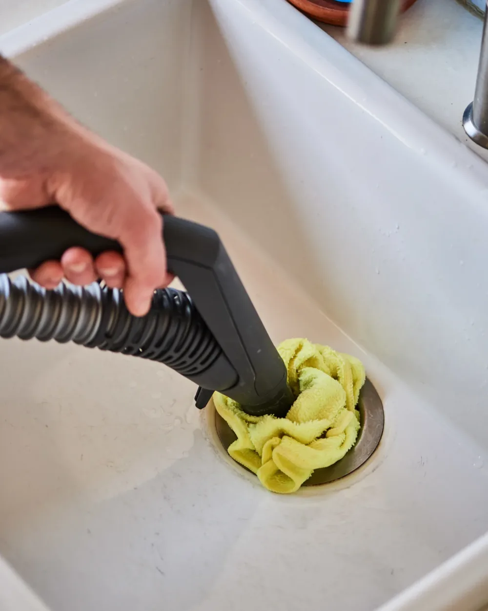 wet rag (makeshift seal)