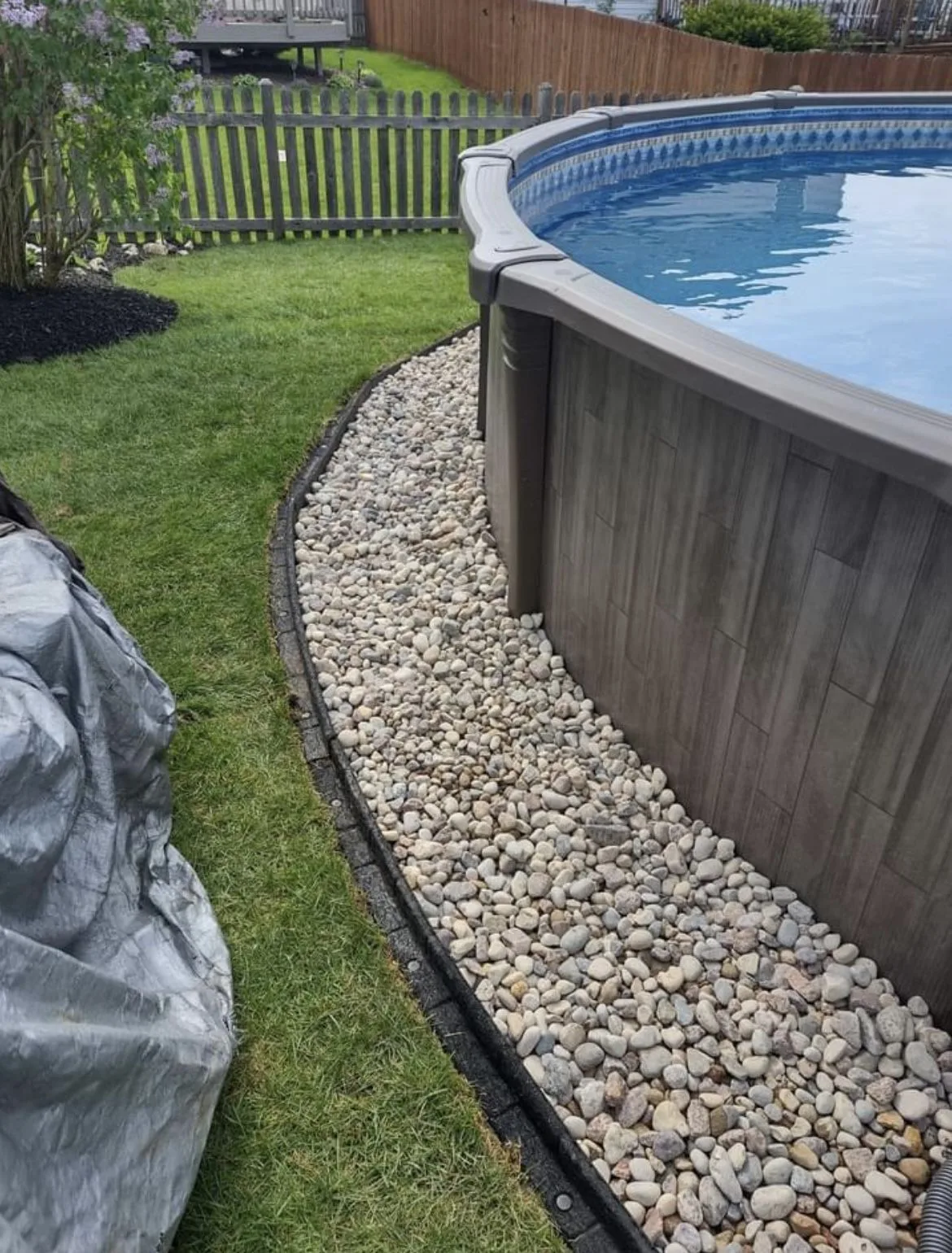 Above ground pool on gravel base
