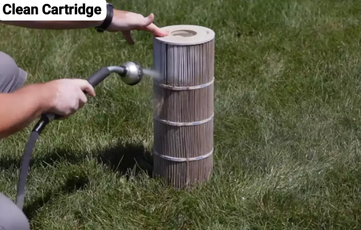 Cleaning pool filter cartridge